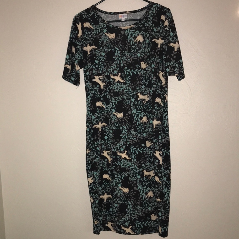 Lularoe Julia Bird Bunny Floral Dress